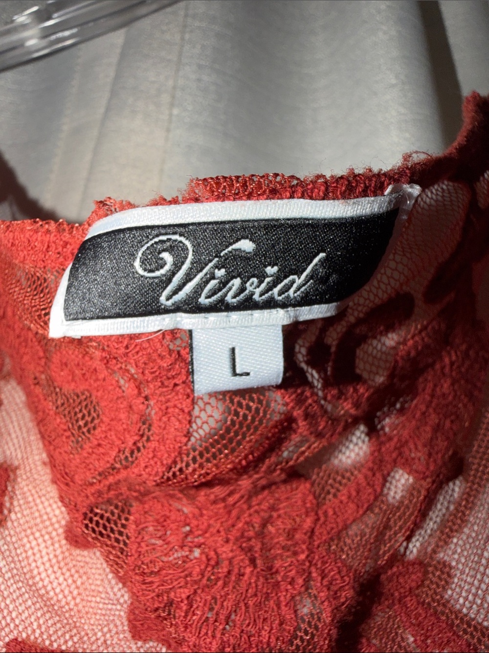 ViViD Rust Colored Lace Overlay Top - Picture 5 of 7
